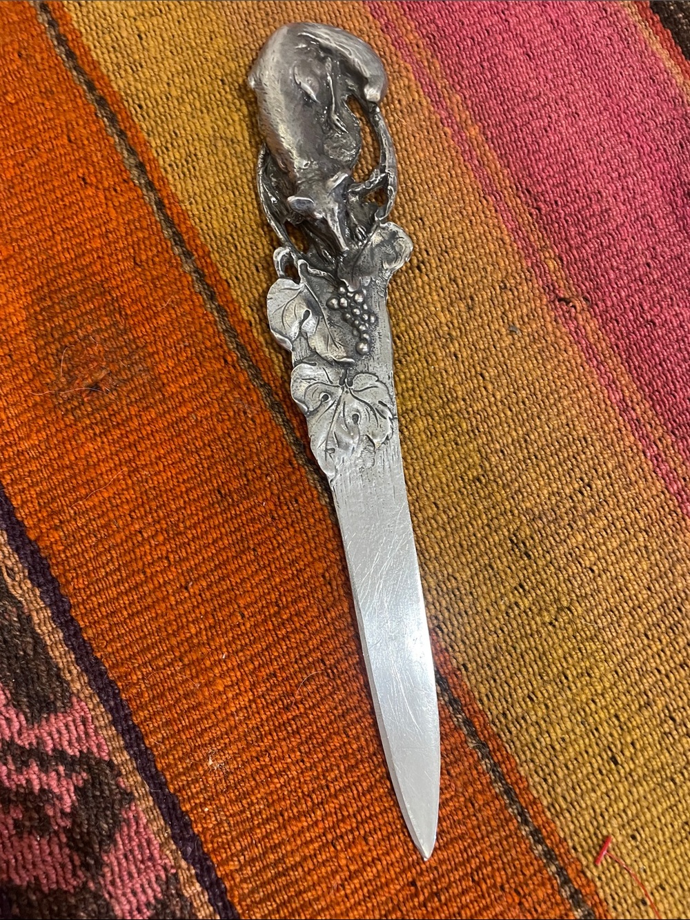 Vintage Bergamot Pewter Fox &Grapes Letter Opener
